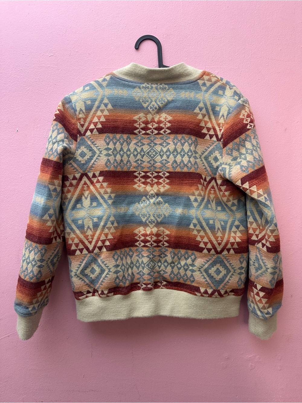 Pendleton Aztec-Pattern Bomber Jacket - Cream, Blue & Rust - Picture 3 of 6
